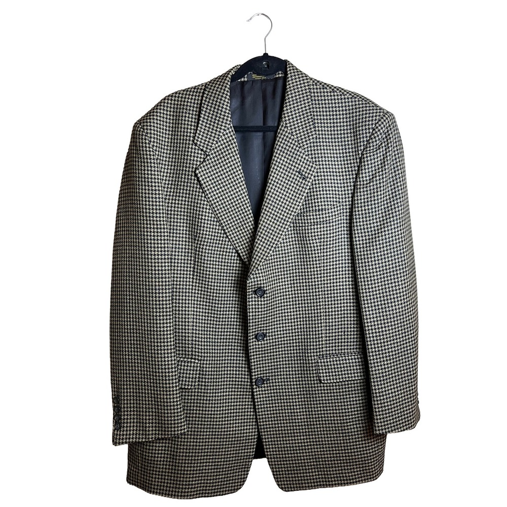 Gianfranco Ruffini Wool Houndstooth Blazer Men's  Size 44 Dark Academia Vintage